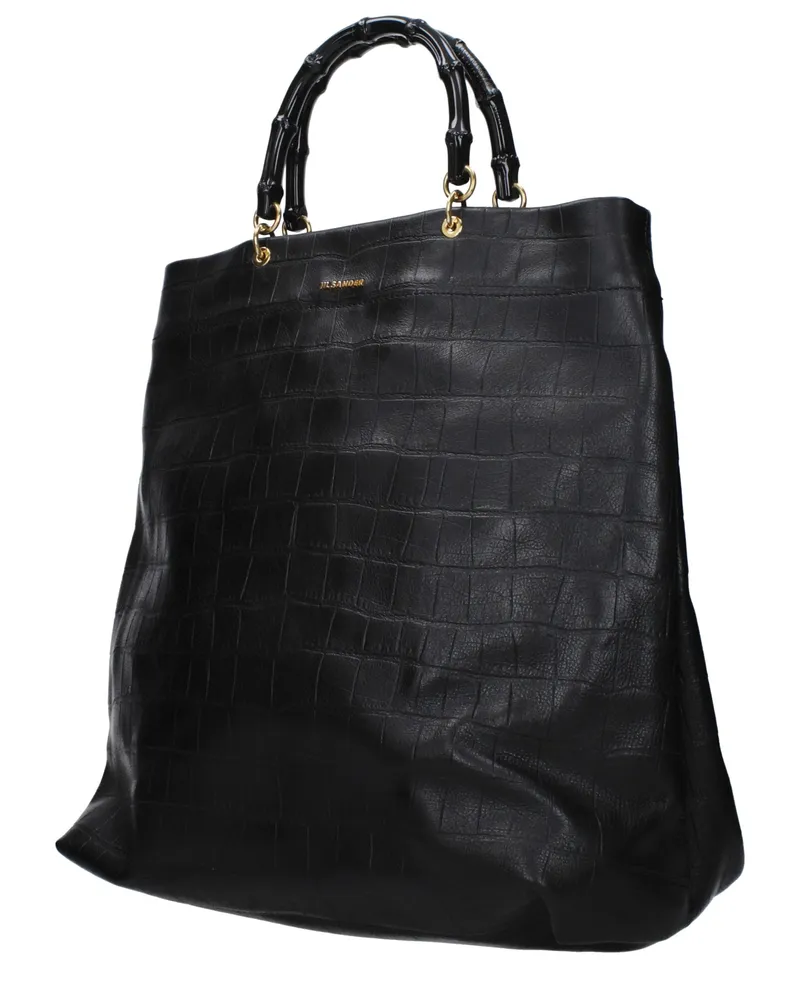 Jil Sander Women's Black Leather Handbag Bag Black