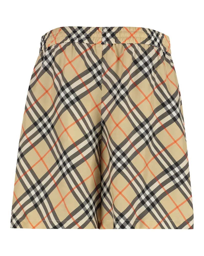 Burberry Men's Check Motif Bermuda Shorts Beige Silk Beige