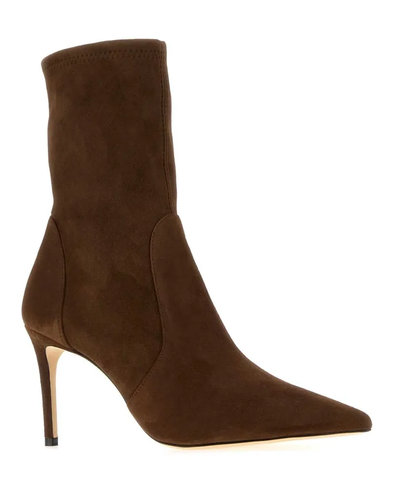 Stuart Weitzman Women's Brown Suede Stuart Ankle Boots Cigar Stivali Brown