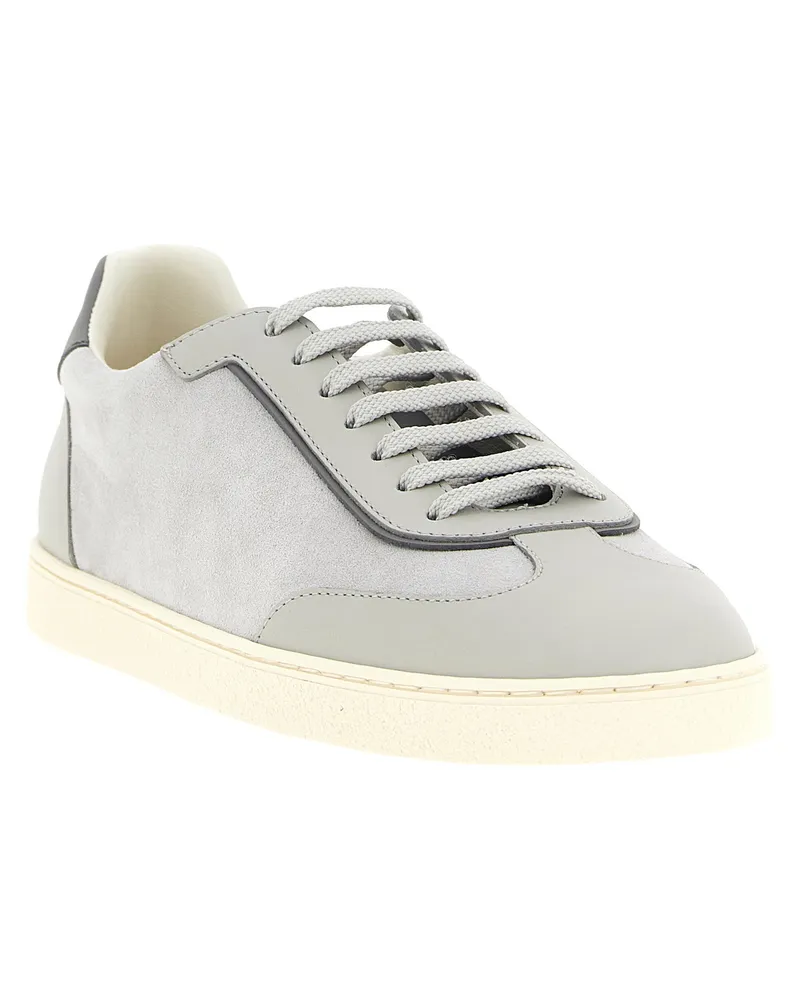 Brunello Cucinelli Leather and Suede Sneaker — Gray Gray