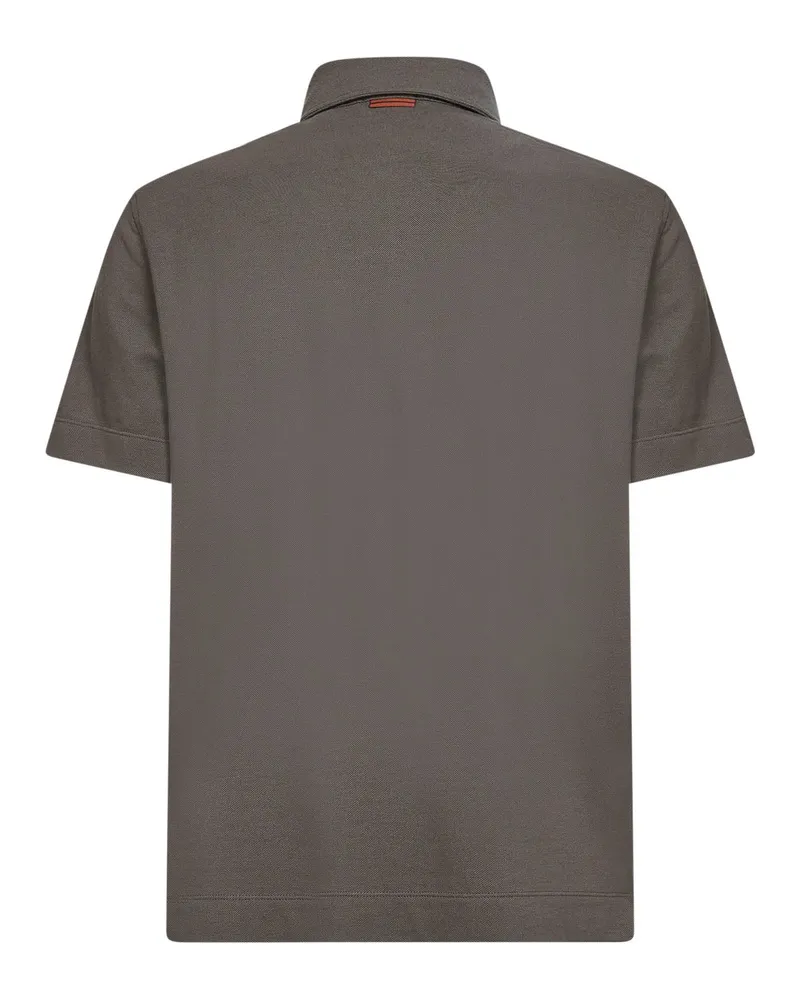 Ermenegildo Zegna Men's Polo Shirt Dark Beige Green Cotton T-shirts And Polos Green