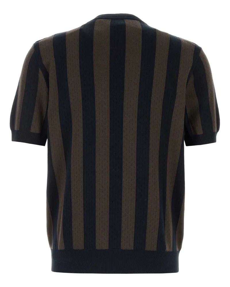 Fendi Striped Silk-Cotton Sweater — Navy Navy