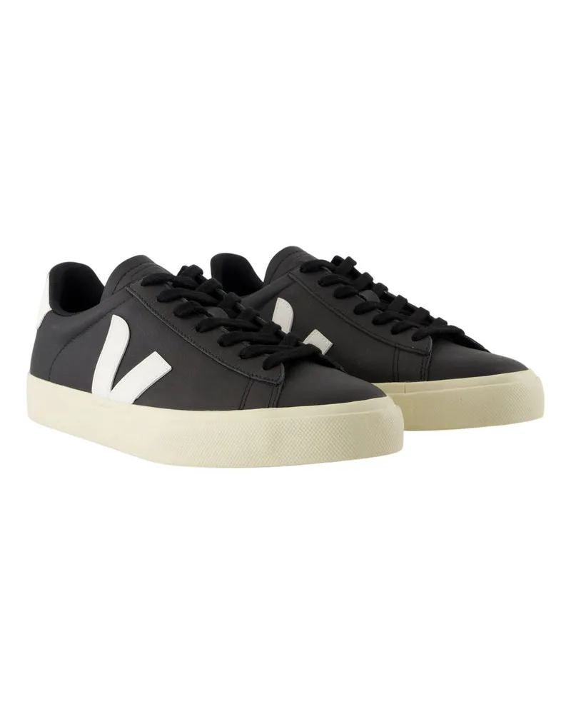 VEJA Men's Campo Sneakers Black And White Chromefree Leather Calfskin Shoes Black