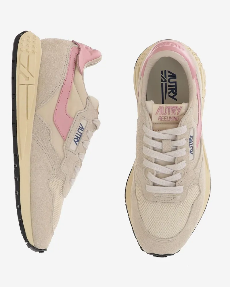 AUTRY Women's Sneakers Reelwind Pink Leather Trainers Beige