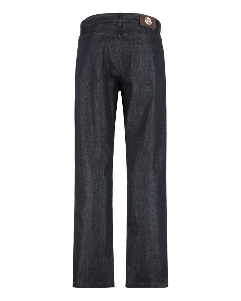 Moncler Men's Straight Leg Jeans With Five Pockets Denim Cotton Regular & Straight-Leg Navy