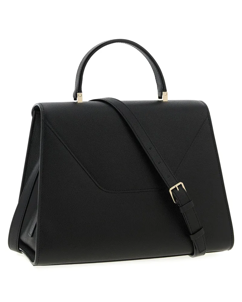 Valextra Women's Top Handle Bag Black Calfskin Leather Black