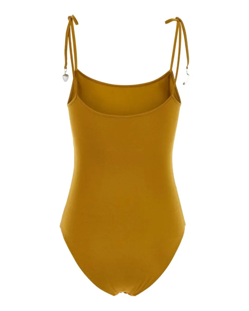 Chloé Scoop Neck Tie-Shoulder Swimsuit — Gold Gold