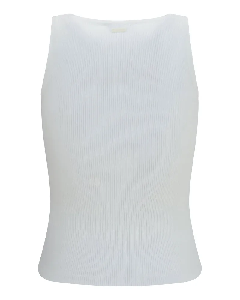 Max Mara Women's Ribbed Jersey Tank Top Vela Viscose; Polyester White