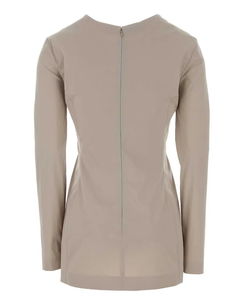 Miu Miu Bow-Tie Cutout Dress — Beige Beige