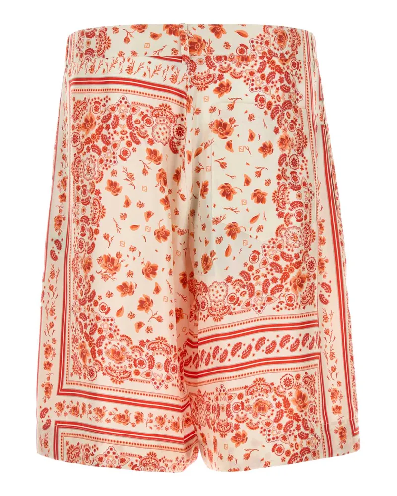 Fendi Men's Printed Silk Bermuda Shorts Coral Exterior Coral