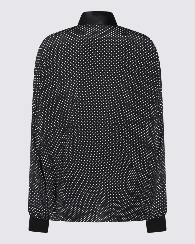 Tom Ford Women's Polka-Dot Silk With Tie Neck Shirt Black Black