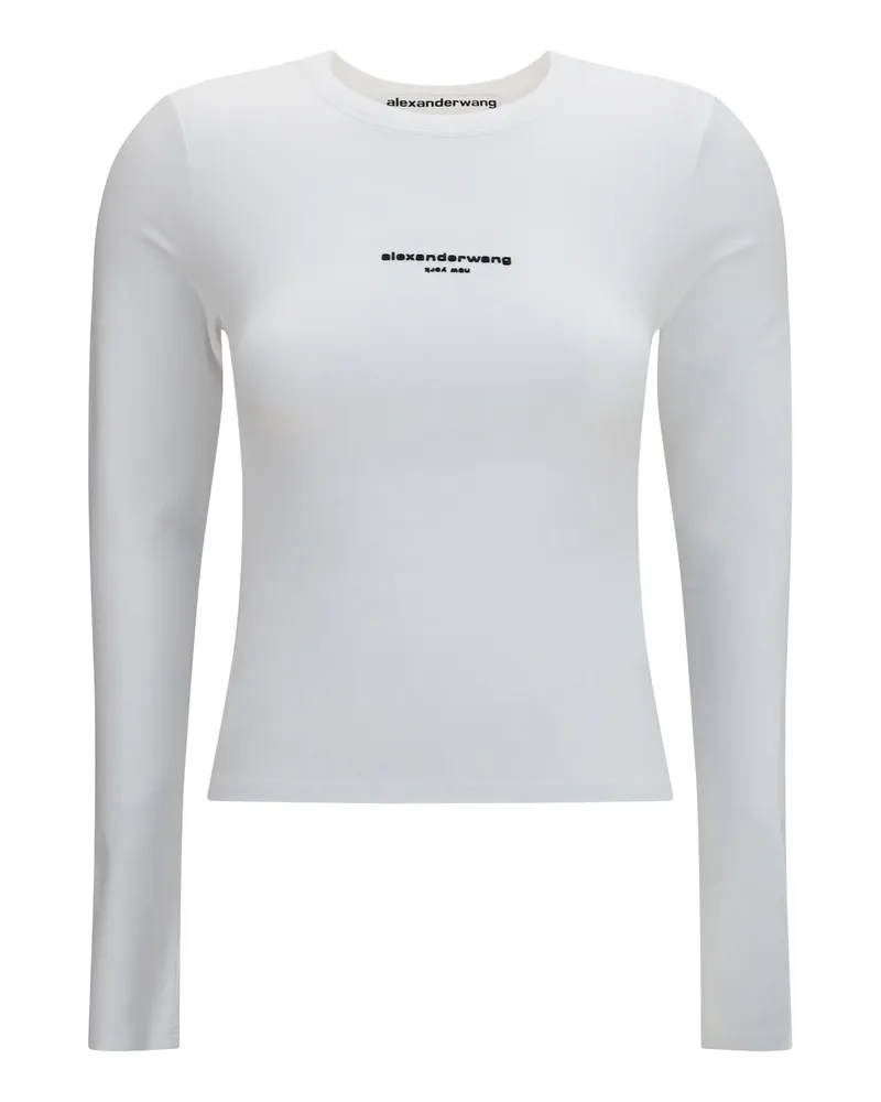 Alexander Wang Women Long-Sleeved Logo Cotton T-Shirt White T-Shirts & Jerseys White