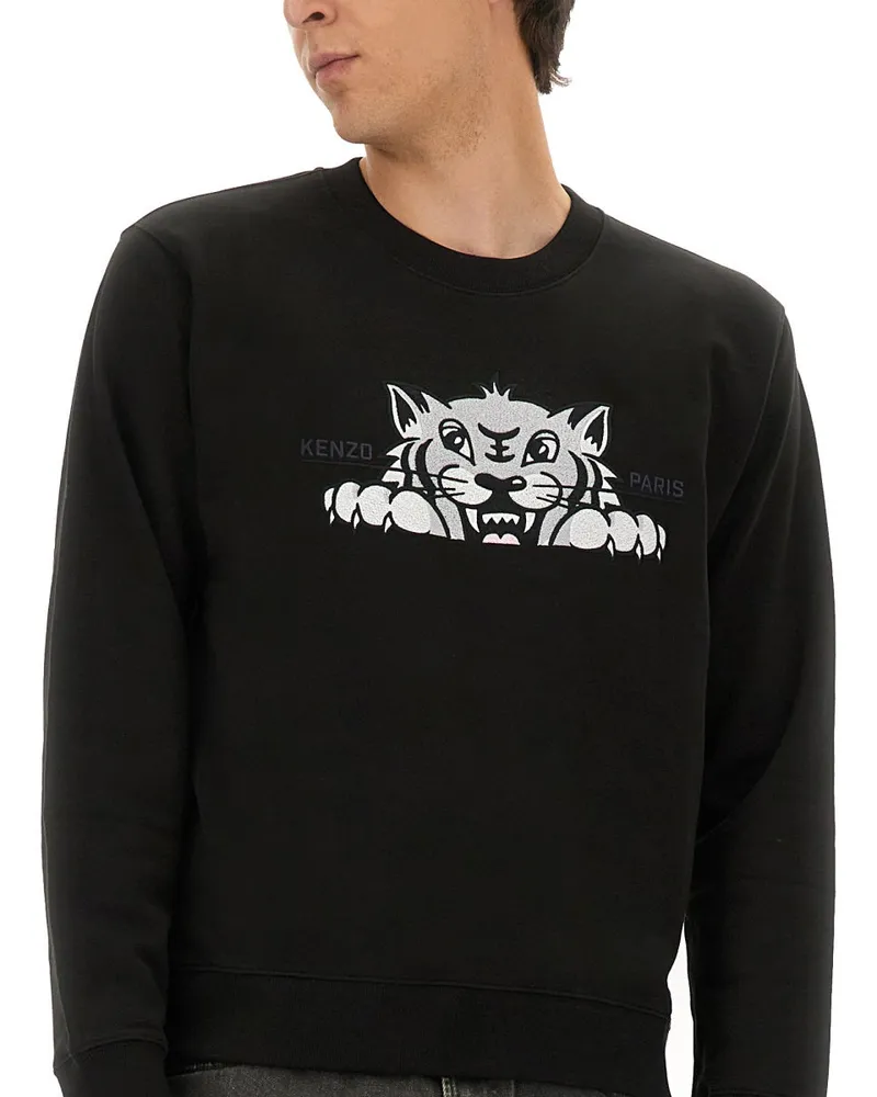 Kenzo Slim Fit Cotton Sweatshirt — Black Black