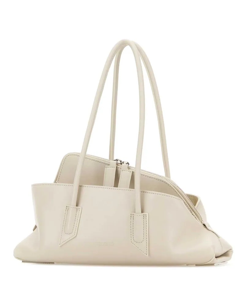 ATTICO Pleated Calf Leather Shoulder Bag — Beige Beige