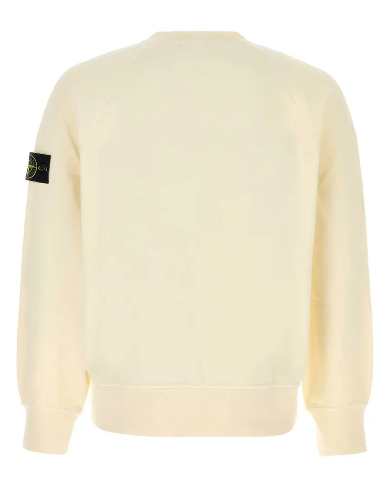Stone Island Men's Ivory Cotton Sweatshirt Exterior: Felpe Sweater White