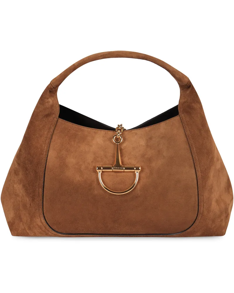 Gucci Women's Shoulder Bag Softbit Maxi Pepper Brown Calf Handbags Hand Brown