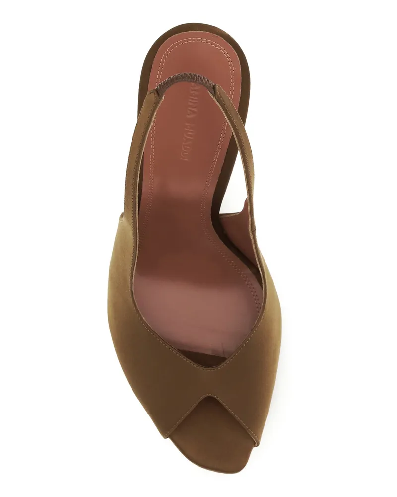 Amina Muaddi Women's Slingback Sandals Kristina Mocha Silk Brown