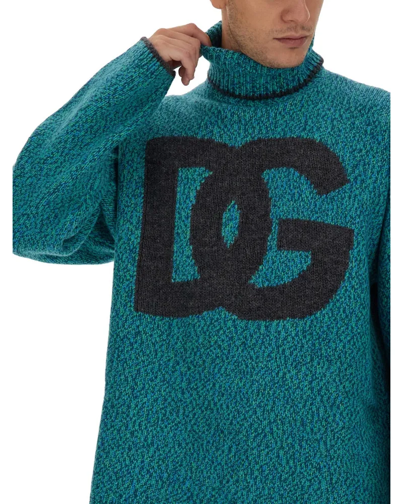 Dolce & Gabbana Logo-Embroidered Wool-Blend Sweater — Multicolor Multicolor