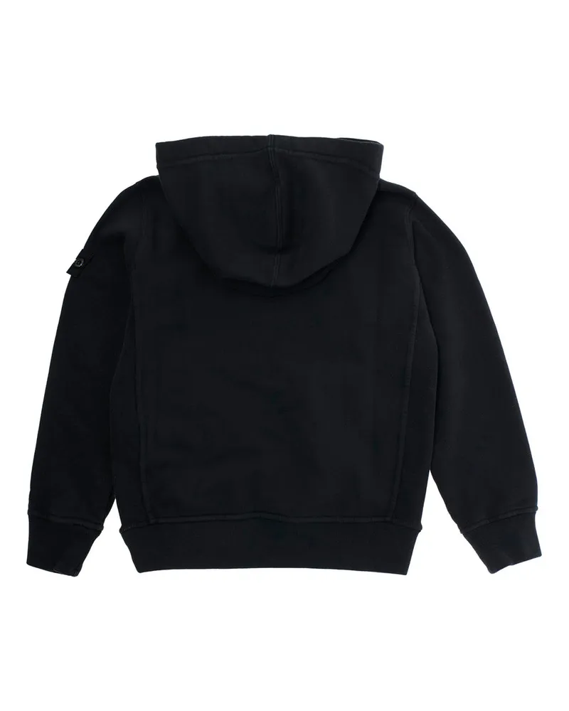 Stone Island Logo-Patch Cotton Hoodie — Black Black