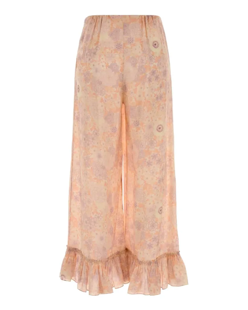 Chloé Printed Silk Crepe Trousers — Pink Pink