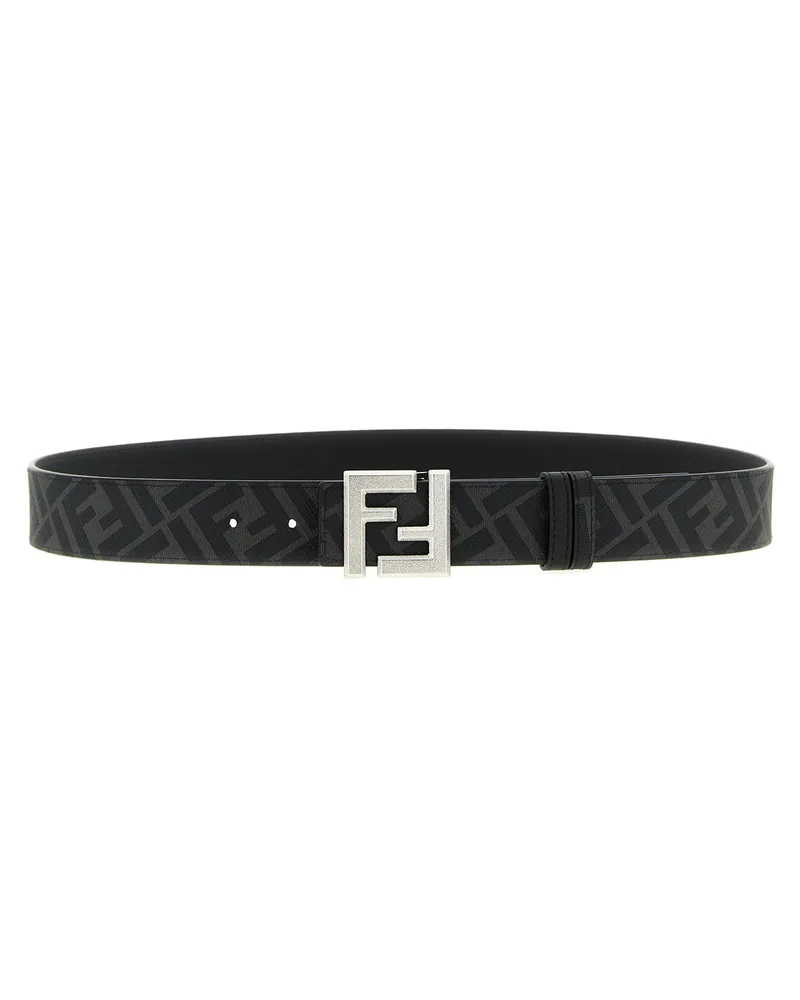 Fendi Men's Black Calfskin Regular Belt Black