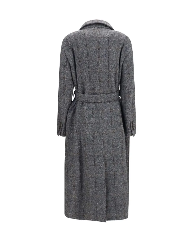 Brunello Cucinelli Women's Gray Alpaca Vicugna Pacos Coat Clothing Gray