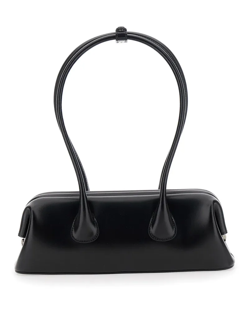 OSOI Women's Shoulder Bag Boat Wide Mini Black Leather Black