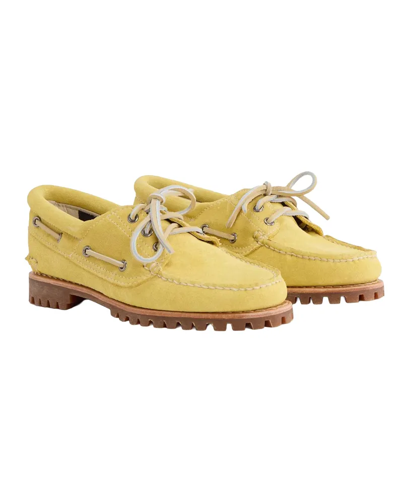 Timberland Women's Boat Shoes Medium Yellow Suede Leather Loafers Yellow