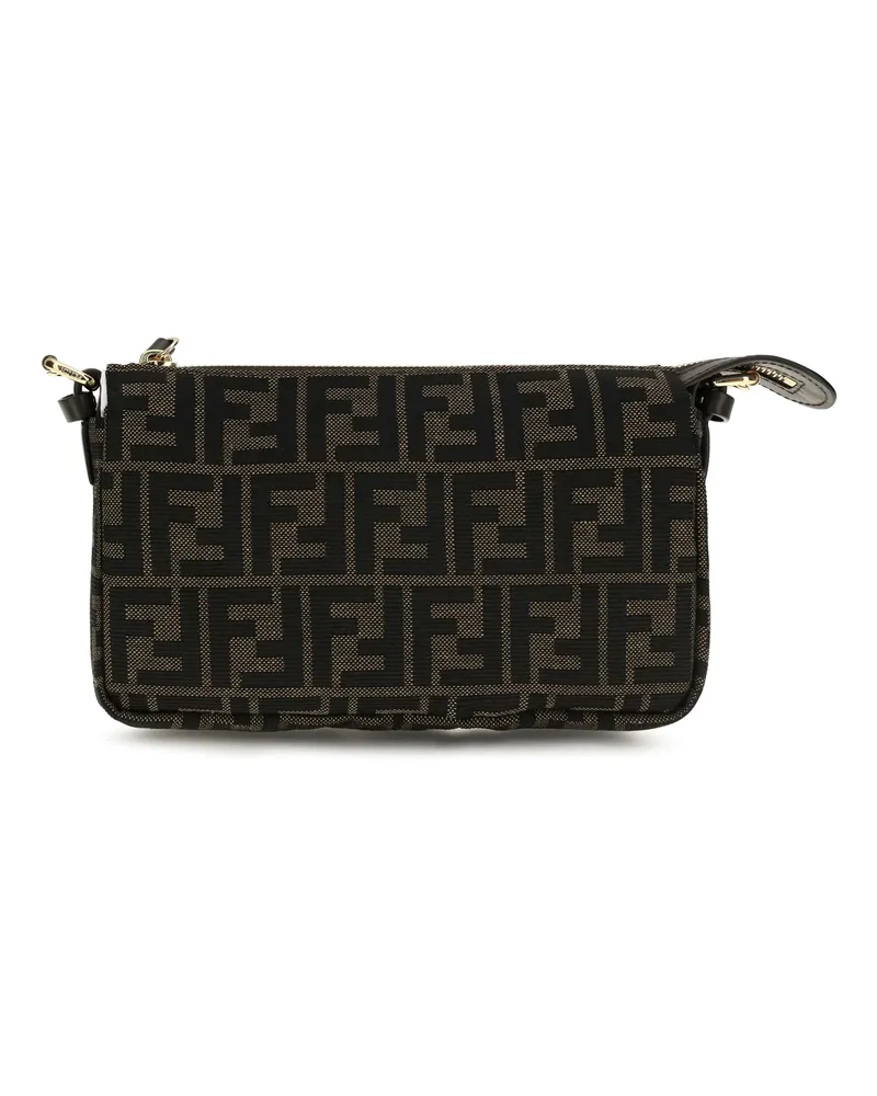 Fendi Women's All-Over Monogram Jacquard Shoulder Bag Tab.mr+ebano Polyester; Cotton Black