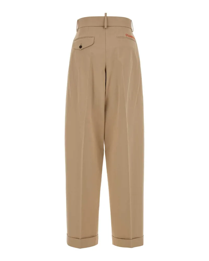 Dsquared2 Women's Beige Gabardine Pant Deserttan Exterior: Cotton Pantaloni Beige