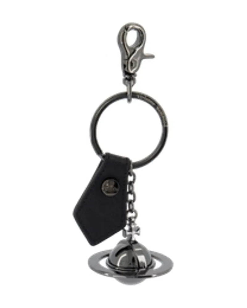 Vivienne Westwood Women's Saffiano 3d Orb Keychain -  Metal Black Accessories Keychains Black