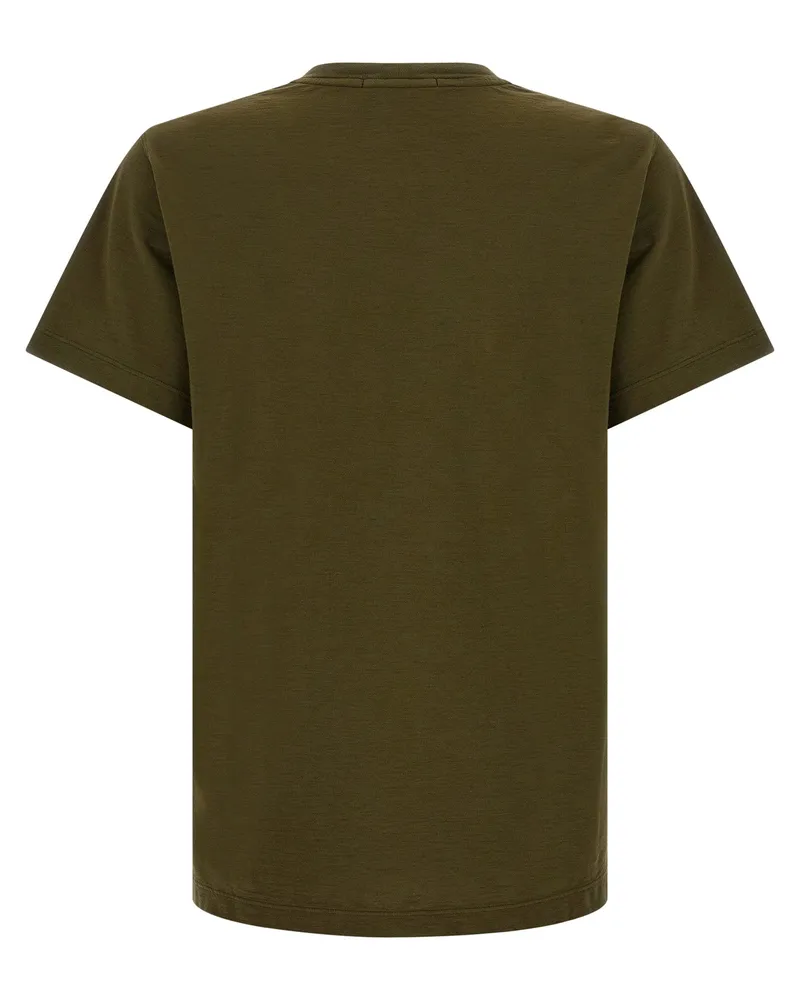 Stone Island Badge Logo Flamed Cotton T-shirt — Green Green