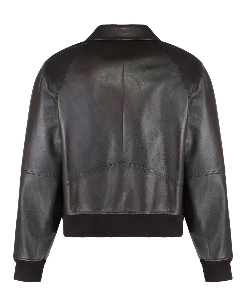 Celine Men's Calfskin Bomber Jacket Brown Calf Leather Brown