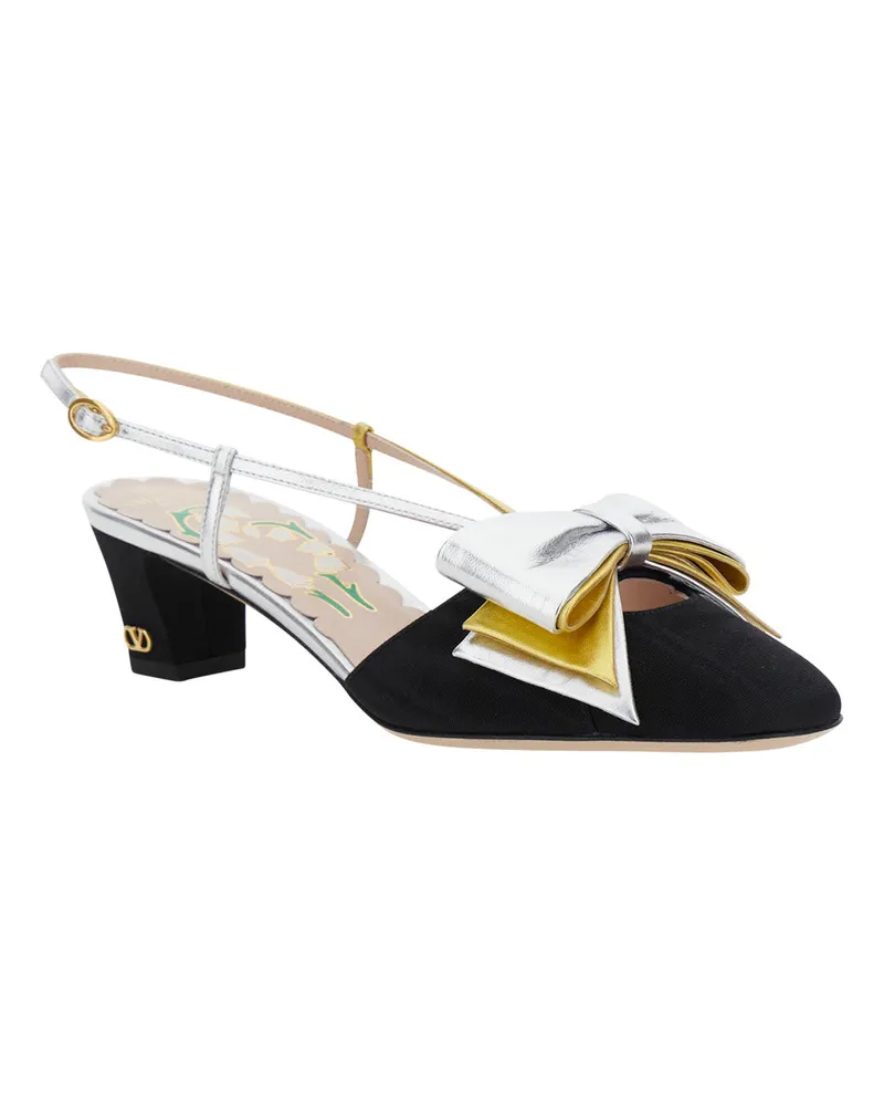 Valentino Garavani Women's Black Slingback Décolleté With Oversized Bow Viscose Shoe Black
