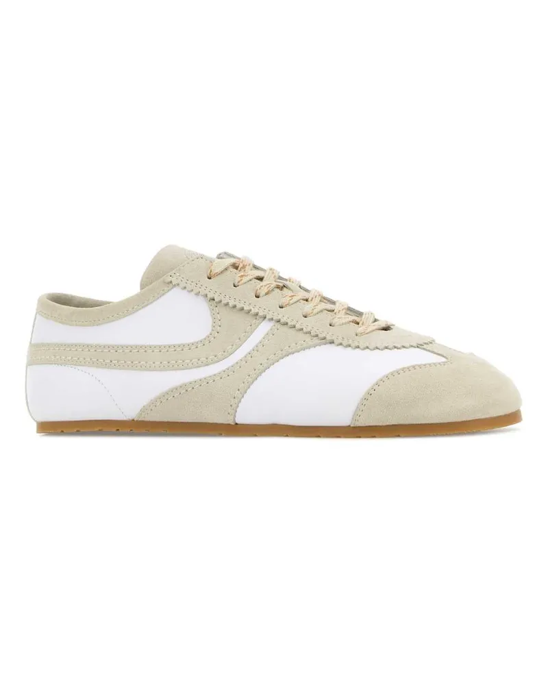 Dries van Noten Men's Two-Tone Leather Sneakers Whi Beige