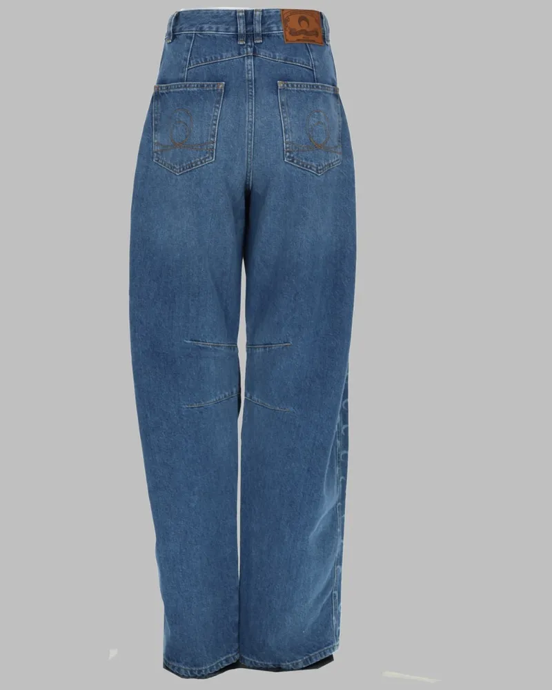 Marine Serre Organic Cotton Denim Jeans — Blue Blue