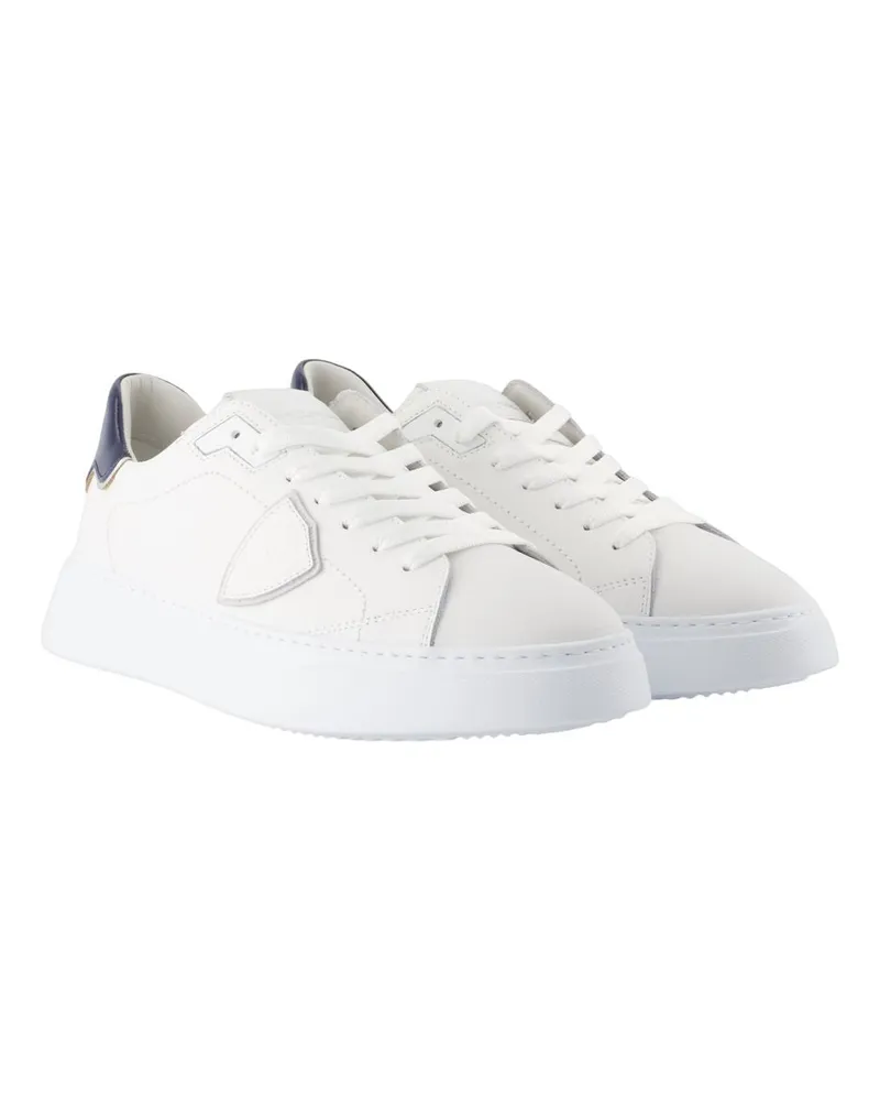 Philippe Model Men's Temple Low Sneakers -  Leather White Calfskin Shoes White