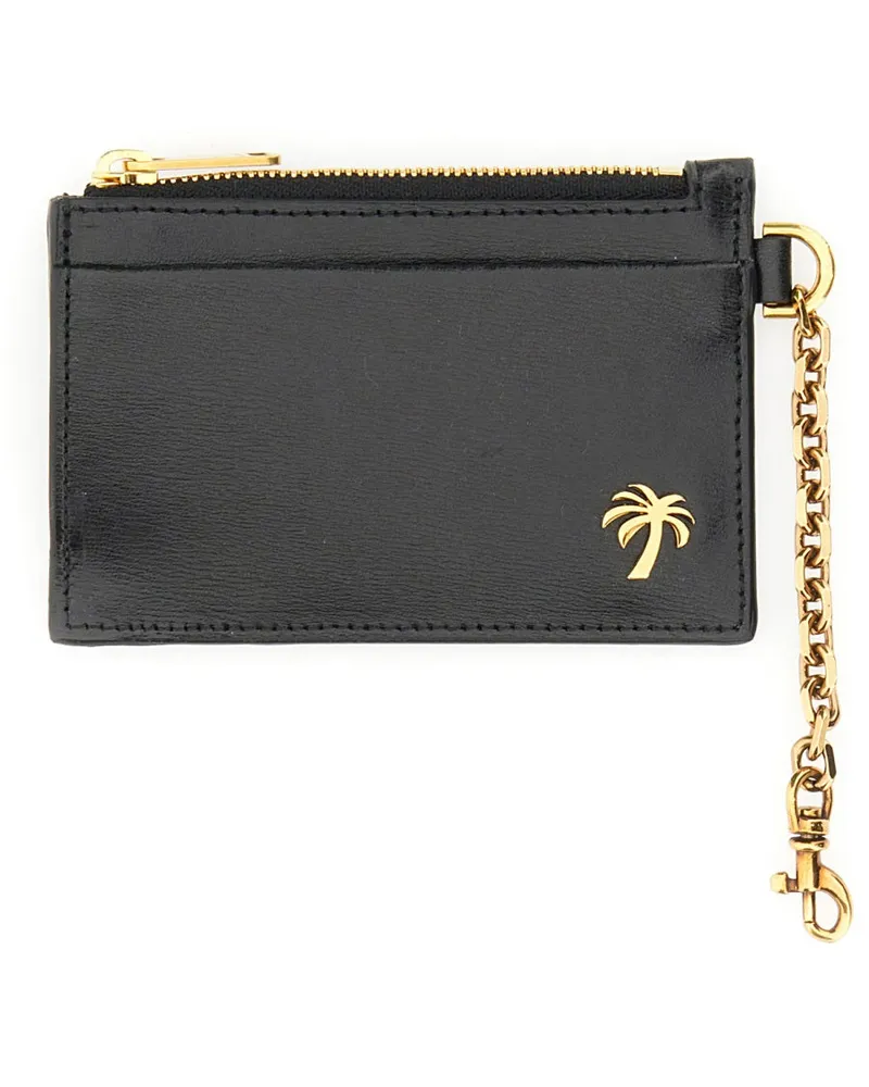 Palm Angels Leather Chain Card Holder Card Holder — Black Black
