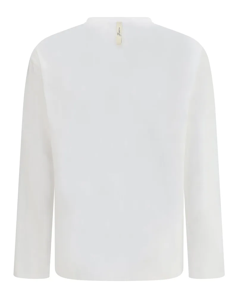 Jacquemus Men's Long Sleeve T-Shirt White Cotton; True Hemp T-Shirts And Polos White