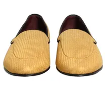 Yellow Woven Men Slip On Dress Loafers Shoes Leather