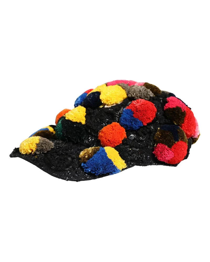 Dolce & Gabbana Women Multicolor Pom Poms Sequin Embellishment Hat Multicolor