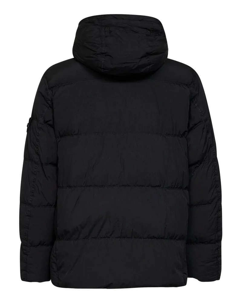 Stone Island Men Hooded Down Jacket Crinkle Reps Ny Black Polyamide Padded Black