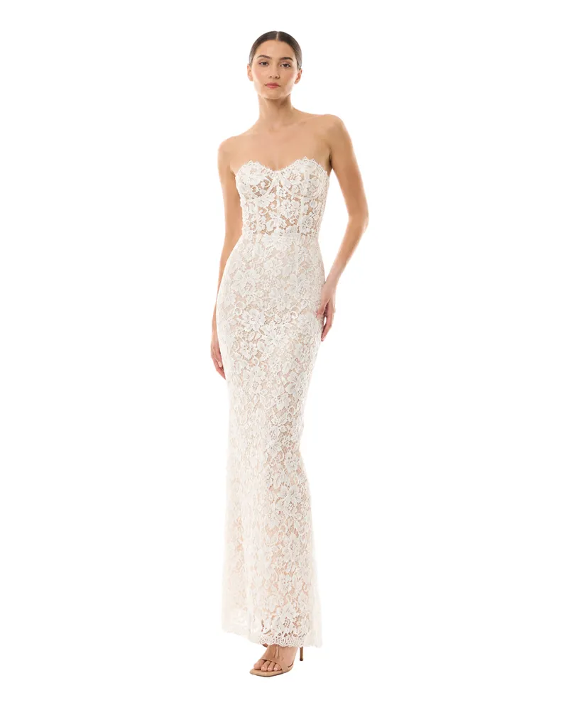 Monique Lhuillier Women's Dress Peony Lace White White