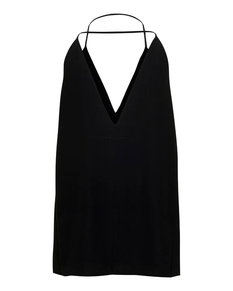 Totême Women's Black Silk Top With Double Halter Neck Tops Black