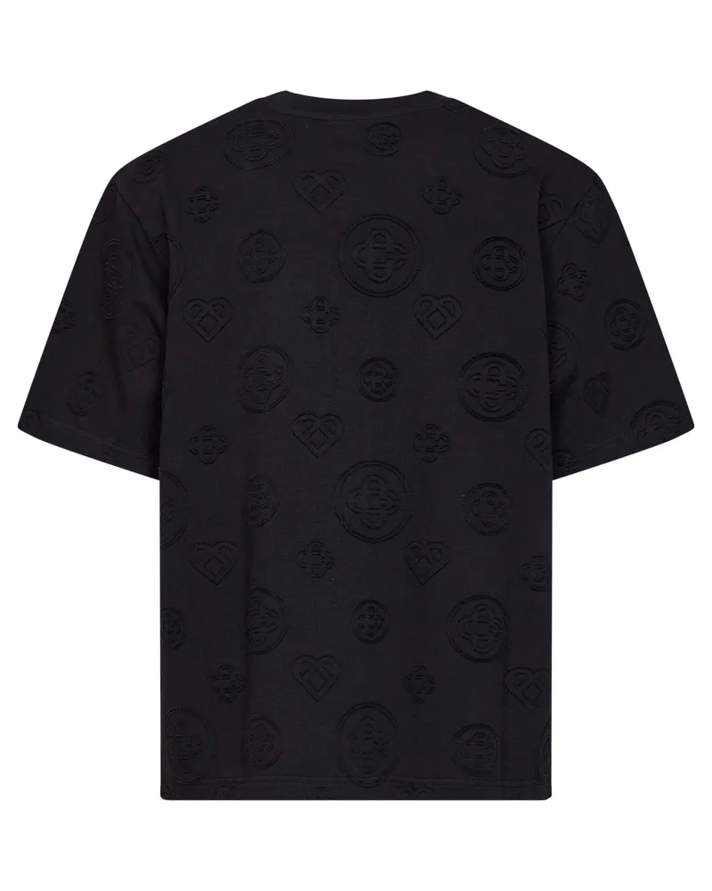 Casablanca Paris Men's T-Shirt Applique Monogram Black Organic Cotton T-Shirts And Polos Black