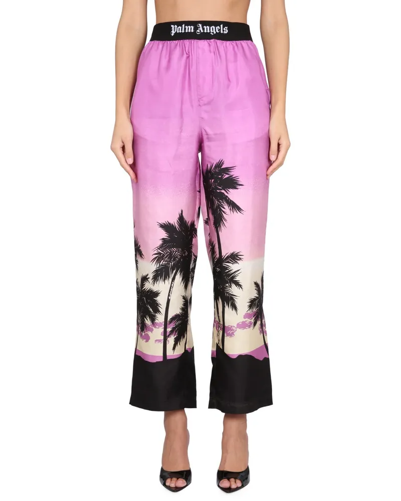 Palm Angels Sunset Print Viscose Trousers — Purple Purple