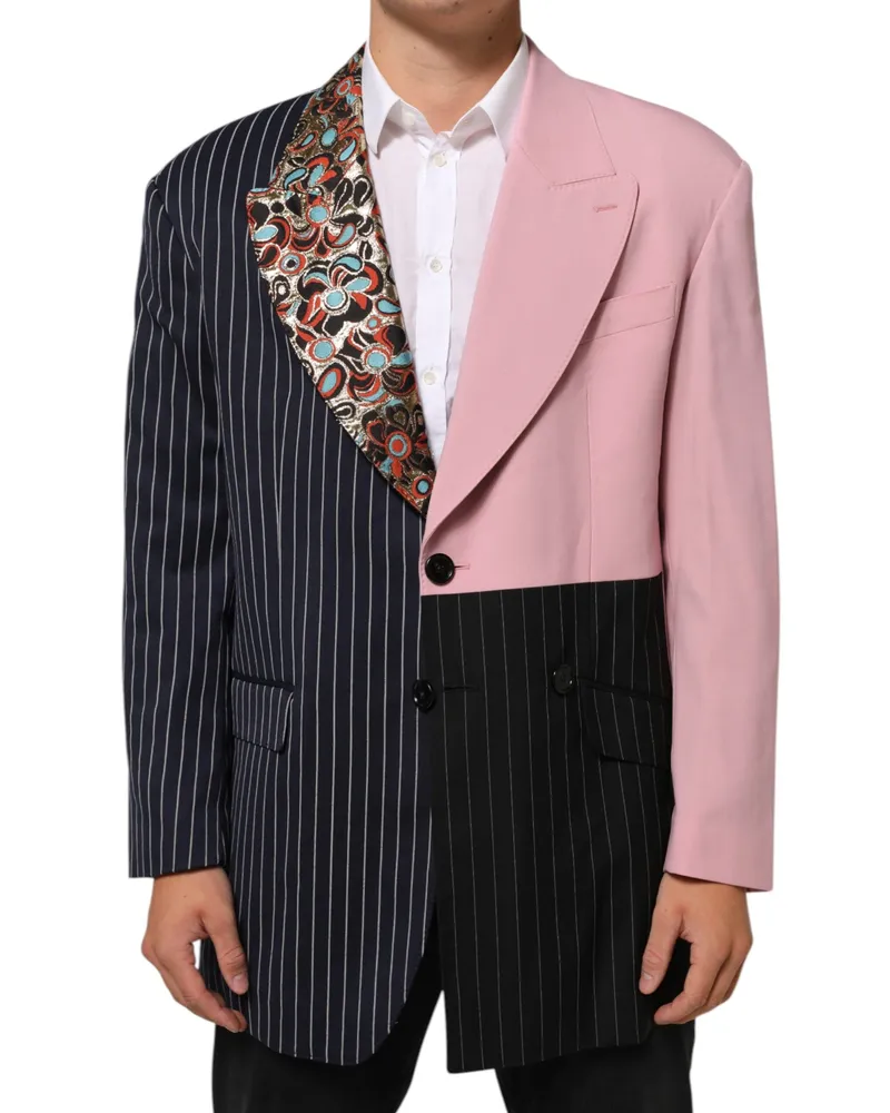 Dolce & Gabbana Men's Multicolor Patchwork Single Breasted Jacket Blazer Pl+vi+wo+wv Clothing Multicolor