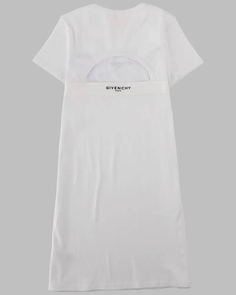 Givenchy Ribbed Stretch Cotton Dress — White White