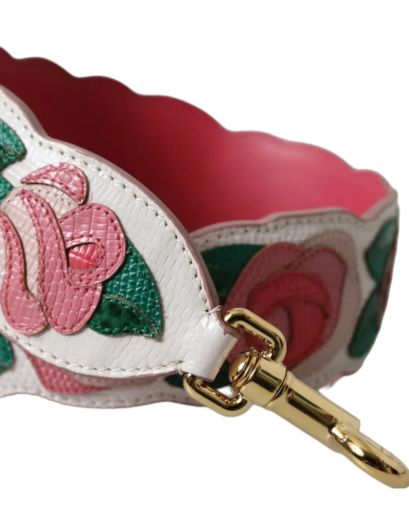 Dolce & Gabbana Women's White Floral Leather Accessory Shoulder Strap Calf Ayers Bag White