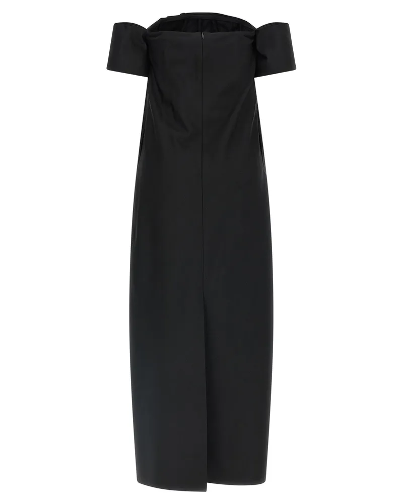 Magda Butrym Off-Shoulder Wool-Silk Blend Dress — Black Black